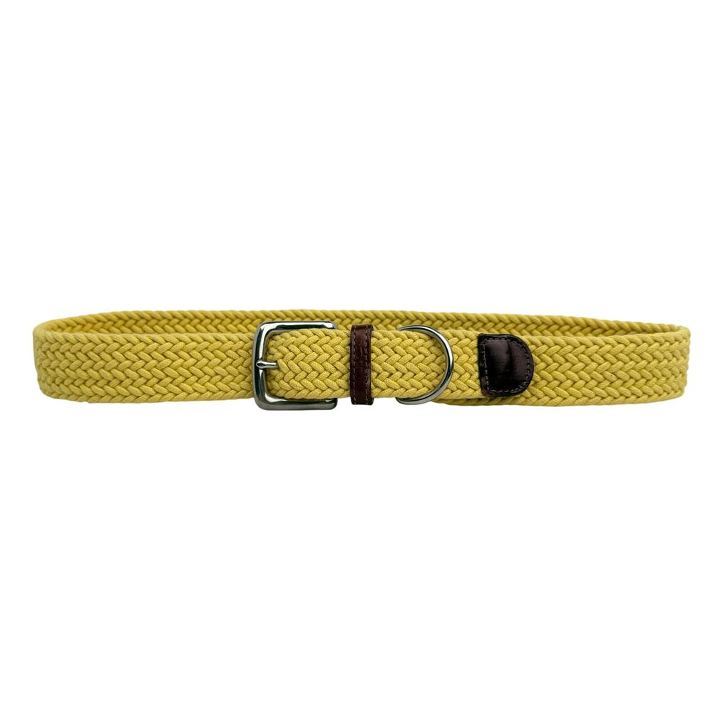 Vintage The Limited Braided Belt Yellow Brown Italian Leather Trim Made in USA S